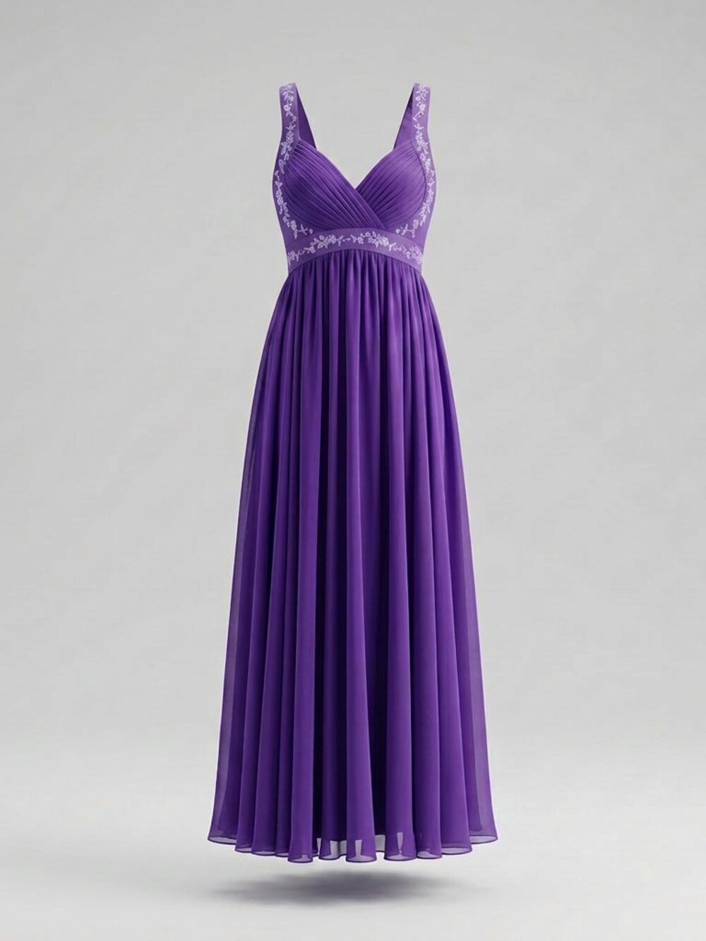 Elegant vintage chiffon evening dress with a high waist